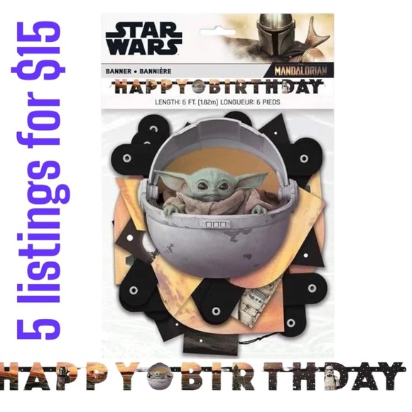 Star Wars 6 FT Happy Birthday Banner The Mandalorian The Child Baby Yoda - Picture 1 of 4
